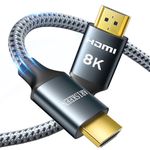 8K HDMI Cables 30FT, ARISKEEN 48Gbps High Speed HDMI 2.1 Cable, 8K 60Hz, 4K 120Hz 144Hz, Supports for Dynamic HDR, HDCP 2.2 2.3, eARC, DTS:X, Braided HDMI Cord - 30 Feet