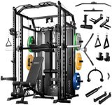 Mikolo Smith Machine with Weight Stack, Power Cage Home Gym System with LAT Pulldown & Cable Crossover, Multi-Functional Trainer with Dual Pulley System, Color Plate 230lbs