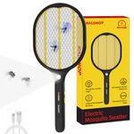 Mosquito Killer Racket with LED Light, Mosquitos Bat Electric, Rechargeable Lithium-ion Battery, Bug Zapper Electric Fly Swatter for Indoor Home Office Backyard Patio Camping, Made in India
