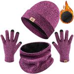 Winter Warm Knitted Crochet Beanie Hat Snood Scarf Gloves Sets Thick Thermal Neck Warmer Infinity Tube Loop Face Scarf Face Cover Slouchy Skull Cap for Men Women Outdoor Sports