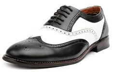 Ferro Aldo Arthur MFA139001D Mens Wingtip Two Tone Oxford Black and White Spectator Dress Shoes, Black, Large