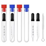 4pcs 1ml Dropper, Eye Dropper Glass with Measurements Bent & Straight Tip, Calibrated Pipettes Dropper with Rubber Head Liquid Accurate Dropper for Essential Oils, Ear, Laboratory, with Brush