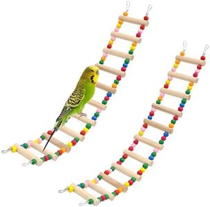 11-Step Bird Ladder Bridge,21.26 x 3.15 inch Raw Wood and Edible Dye,2 Pieces Pet Hamster Climbing Ladder Swing Toys Suitable for Small to Medium Birds,Bird Cage Accessories (11 Ladders -2pcs)