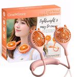 One94Store Rechargeable Neck Fan (Pink) | 1200mAh Battery, USB Powered Hands-Free Hanging Fan | Single Speed Dual Fan | Portable Personal Cooling Fan for Travel, Office & Outdoor Use
