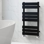 NRG Bathroom Flat Panel Heated Towel Rail Radiator Modern Central Heating Warmer Wall Mounted Ladder Rad 800×450mm Black