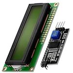 AZDelivery Compatible with HD44780 1602 16x2 Serial LCD Black Character Green Backlight Display Board IIC PCF8574T I2C Adapter Converter Bundle Compatible with Arduino Including E-Book!