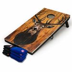 Beewibe Classic Cornhole Board Game Set (4x2 Ft) – Includes 1 Premium Wooden Cornhole Board, 8 Bean Bags (Rustic Deer)