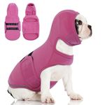 Lelepet Dog Anxiety Vest with Ear Wrap, Soft Dog Anxiety Relief Coat for Thunder Fireworks, Adjustable Dog Calming Hoodie for Small Medium Large Dogs, Dog Soothing Shirt with Dog Ear Muff, Rose Red S