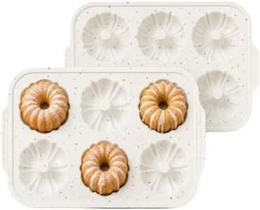 PinAmigos ‌Mini Fluted Tube Pan Set - Metal Reinforced Mini-Bundt-Cream-2-4498