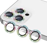 Hsefo for iPhone 13 Pro & iPhone 13 Pro Max Camera Lens Protector, Bling Glitter 9H Tempered Glass Camera Cover Anti Scratch Shockproof Screen Protector Individual Ring - 3Pcs Glitter Colorful