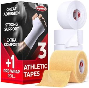 Premium White Athletic Tape for Injuries - 3 Pack with Pre-wrap - Easy Tear & No Sticky Residue - Sports Zinc Oxide Tape - Ankle, Wrist, Fingers - Ideal for Soccer, Gymnastics, Boxing