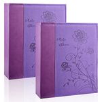 Miaikoe Photo Album 8x10 2 Packs Clear Pages Pockets Leathe Cover Slip Slide in Photo Album Each Holds 100 Vertical 8x10 Photos Picture Book for Wedding Family (Purple)