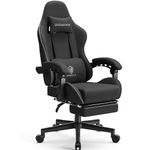 Dowinx Gaming Chair, Office Chair Fabric with Pocket Spring Cushion, Massage Game Chair Cloth with Headrest, Ergonomic Computer Chair with Footrest 150kg, Black