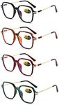 YQJYWZTF 4 Pack oversized Reading Glasses Blue Light Blocking for Women Men Computer Readers Fashion Eyeglasses(4 Pack, 1.5, diopters) (JS23326)