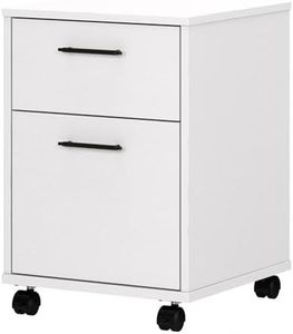 Bush Furniture Key West 2 Drawer Rolling File Cabinet | Mobile Organization for Home Office | Small Under Desk Storage on Wheels, 15.51" W x 15.75" D x 22.28" H, Pure White Oak