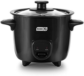 DASH Mini Rice Cooker Steamer with Removable Nonstick Pot, Keep Warm Function & Recipe Guide, One Half Quart, for Soups, Stews, Grains & Oatmeal - Black