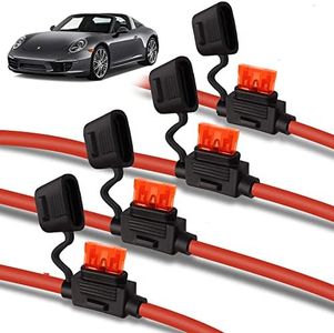 MulWark 4 Pack 10 Gauge Inline Fuse Holder Tinned Copper Marine Wire Waterproof IP67 Pigtail Blade Fuse Block Relay with 40 AMP Fuse Holder