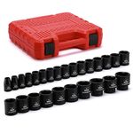 CASOMAN 26 Piece 1/2 Inch Drive Impact Socket Set, Metric, Shallow, 10mm to 36mm, Cr-Mo, Radius Corner Design, Impact Grade