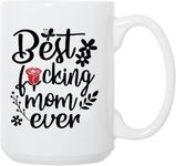 Funny Mom Gifts for Christmas Valentine's Day Mothers Day Mom Birthday Grandma Wife Sister Aunt, Best F Mom Ever Ceramic Coffee Mugs Tea Cups 15 Oz