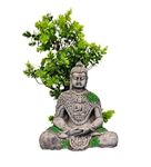 Shirlip Meditating Buddha Statue and Artificial Plant for Aquarium Fish Tank Decoration Combo Pack Ornament and Plant