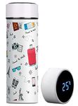 TrendoPrint Printed Temperature Smart Vacuum Insulated Thermos Hot & Cold Water Bottle with LED Temperature Display Stainless Steel for Gym, Yoga, Kids, Boys, Girls, Workout (WB48)