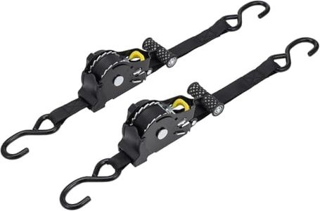 2pcs Ratchet Tie Down Strap,Retractable Ratchet Strap,2.5 cm x 3.3 m Heavy-Duty self-retracting Strap with Rubber-Coated Steel Handle and S-Hook
