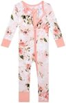 Posh Peanut Convertible Baby Sleepers - Footless Baby Pajamas with 2 Way Zipper for Easy Diaper Changes (0-3 Months) Vintage Pink Rose