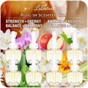 Plug in Air Freshener Refills 8 Pack - 4 Scents Essential Oil Refill - Emotional Aromatherapy Scented Oils for Home, Bedroom, Bathroom Use, Compatible with Air Wick & Glade, Not Include Glade Plus