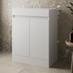 600mm White Gloss Bathroom Countertop Vanity Door Unit Floor Standing Soft Close Doors