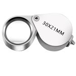 Jewelers Loupe Magnifier Pocket Foldable 30x 21mm Jewelry Eye Magnifying Glass Magnifier for Jewelers Gems Diamonds Plants Coins Stamps Antiques and More