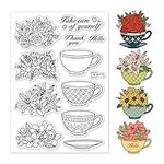 GLOBLELAND Tea Cup Clear Stamps Cup