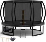 Devoko Outdoor Trampoline 7.5ft/10ft/12ft/14ft GS Certified Garden Trampoline With Safety Net,Non-Slip Ladder& Shoe Organiser,Available For Toddlers And Adults,Up to 150kg