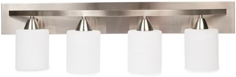 Dorence Vanity Bath Light Bar Interior Lighting Fixtures Over Mirror Modern Glass Shade, Hollywood Style Wall Sconce for Makeup Dressing Table (Brushed Nickel, 4 - Lights)