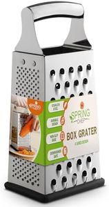 Spring Chef Box Grater, Stainless Steel with 4 Sides, Best for Parmesan Cheese, Vegetables, Ginger, Large Size