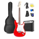 Max GigKit Red Electric Guitar Starter Kit with 20W Amp, Bag, Strap, and Picks – Ideal Starter Electric Guitar Pack for Beginners – Complete Beginner Electric Guitar Set with Accessories