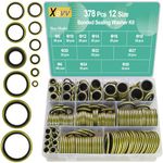 XBVV 378 Pcs NBR Metal Bonded Sealing Washer Assortment Kit M6 M8 M10 M12 M14 M16 M18 M20 M22 M24 M27 M30 Automotive Self-Centred Seal Gasket Repair Set