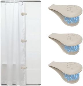 Magnetic Silicone Shower Curtain Clips for Liner, Self Adhesive Windproof Splash Holders Prevent Water Splashing Out Keep Curtain Liner Closed to Wall Shower Curtains Keeper 3 Packs(Light Brown)