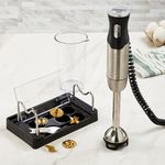 BergHOFF X5 Pro Stainless-Steel Handheld 5-in-1 Food Processor, Whisker, Meat Mincer, Beater, Multiblade, Milk Frother, Low Noise, 1000W, 18000 RPM, 13ft Expandable, 16-Speed Control, Lightweight