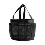 Pebipoo Mesh Shower Caddy Bag, Quick Dry Portable Tote Bag and Inner Pocket With 8 Pockets for Dorms Bathroom, Swimming, Gym, Beach, Travel (Black)