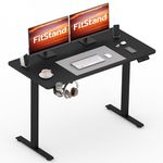 FitStand 110x60cm Electric Standing Desk ONE PIECE Desktop Sit Stand Desk Height Adjustable Desk Computer Desk PC Desk With Hooks and Memory Smart Pannel Suitable For Office And Home- Black