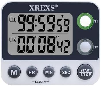 XREXS Timer da Cucina, Timer Cucina a 2 Canali, Volume Della Sveglia Regolabile, Timer per Cottura, Cronometro, Timer Digitale per Riunioni e Lezioni, Magnetica, Batteria Inclusa