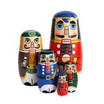 Oostifun Gobus Wooden Nesting Doll Walnut Soldier Russian Nesting Dolls Sets for Home Office Decoration Children Gifts (Nutcracker Soldier)