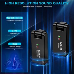 LEKATO Wireless Guitar System – WS100 Rechargeable Transmitter & Receiver