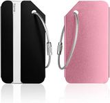 Luggage Tags, 2Pcs Aluminum Alloy Baggage Labels, Suitcase ID Tag Set, Handbag Tag Labels Travel Accessories for Checked Luggage, Hand Luggage and Handbags - Pink & Black