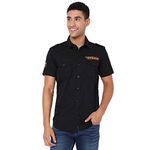 MUFTI Mens Black Half Sleeves Slim Fit Shirt (XL)