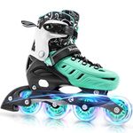 Kuxuan Skates Boys Girl Inline Skates with Light up Wheels, Adjustable Fun Illuminating Skates for Kids and Women Outdoor and Indoor Beginners