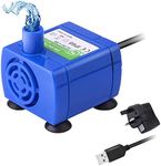 Cat Fountain Pump, Replacement Pump for Flower Cat Fountain 1.6L/2.4L/2.5L, Ultra Quiet Electric USB Water Pump DC 1.5W Low Power Consumption Cat Water Fountain Pump 6ft Power Cable+USB Adapter