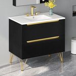 DWVO 36 Inch Freestanding Bathroom Vanity with Sink Combo, Modern Undermount Bathroom Storge Cabinet with 3 Holes Ceramic Basin, 4 Extra Large Drawers, Black