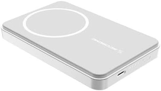 Scosche PBQ5MS2WT Portable MagSafe Phone Charger, 5,000mAh Magnetic Wireless Power Bank, Fast Charging with USB-C Charing Cable, Battery Pack Compatible with Apple iPhone 16/15/14/13/12 Series, White