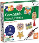 MindWare Make Your Own Cross Stitch – Cute & usable DIY Crafts for Girls & Teens – Make 12 Wooden Pendants – 29 pcs
